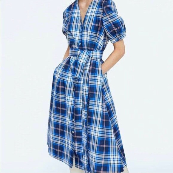NEW ZARA CHECKERED PRINT DRESS - Picture 1 of 7